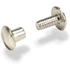 Tandy Leather Screw Post 1/4" (6 mm) Nickel Plated Steel 10/pk 1290-02