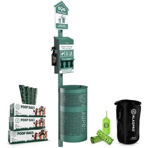 Dog Waste Station Outdoor Pet Waste Station, Trash Can with Bag Dispenser, Commercial Dog Poop Station with 600 Roll Bags & 50 Can Liners, Disposal System for Backyard, Park & HOA