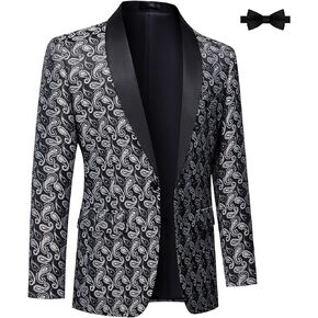 Mgnaie Mens Paisley Floral Tuxedo Jacket Slim Fit One Button Blazer Jacket Shawl Lapel Dinner Party Prom Tuxedo 2024