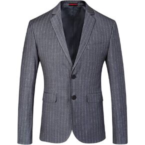 Mens Slim Fit Casual Blazer Two Button Striped Suit Jacket
