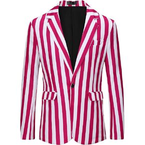 سترات Lars Amadeus Stripes للرجال ذات المقاس النحيف والمعطف الرياضي ذو الصدر الواحد للأعمال