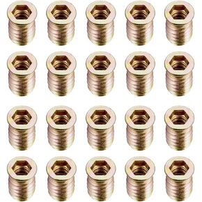 uxcell Wood Furniture M8x20mm Threaded Insert Nuts Interface Hex Socket Drive 20pcs