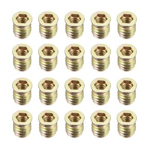 uxcell Wood Furniture M8x25mm Threaded Insert Nuts Interface Hex Socket Drive 20pcs
