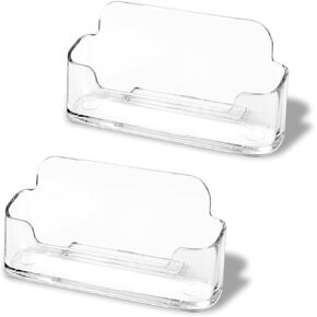 2 Pack Acrylic Business Card Holder for Desk, Large Capacity Clear Plastic Business Cards Display Holders Stand, Fits 30-50 Business Cards