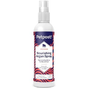 Petpost | Waterless Argan Shampoo Spray for Dogs with Sensitive Skin - Naturally Nourishing Coat Cleaner & Deodorizer for Healthier, Shinier Fur - Rinse Free Formula 8 oz.