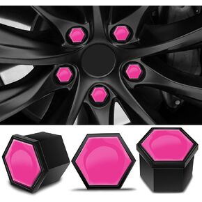 Biomar Labs Set of 20pcs Car Wheel Nut Caps Bolt Cover 19mm Universal with Removal Tool Pink Gloss LC 40
