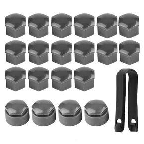 Qiilu 20pcs Lug Nut Covers Universal 17mm Wheel Lug Nut Center Cover Bolt Cover Caps with Extractor for Wheel