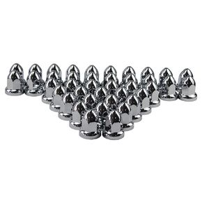 MRJLK 33mm Chrome ABS Plastic Push-on Bullet Flanged Lug Nut Covers Pack of 40