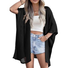 SHEWIN Cardigan Sweaters for Women 3/4 Sleeve Open Front Cover Up Crochet Lightweight Summer Cardigans Sweater