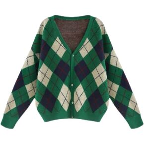 Women's Long Sleeve Cute Cardigan Sweater Y2K Top Cropped Knit Floral Pattern V Neck Button Down Outwear