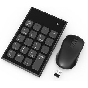 Wireless Number Pad and Mouse, 2.4GHz Ultra Slim 19 Keys USB Wireless Numeric Keypad and 3 Adjustable DPI Silent Mouse for Laptop, Notebook, Desktop, PC Computer in Kuwait
