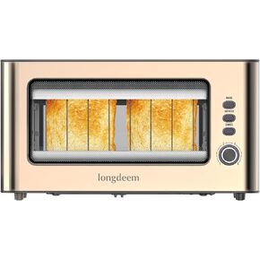 Clear View Toaster, LONGDEEM 1.75'' Extra Long Slot Glass Toasters Stainless Steel 2 Slice with 6 Browning Control for Bagel, Defrost & Auto Shut Off with Removable Crumb Tray, Silver in Kuwait