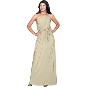 KOH KOH Womens Long Sleeveless One Shoulder Evening Summer Bridesmaid Maxi Dress
