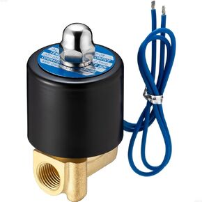 VIILOCK 1/4" Brass Electric Solenoid Valve, 2 Way Air Valve Normally Closed for Air Water Oil Gas 2W-025-08 (AC110V)