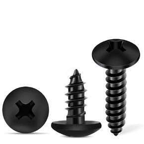 100 PCS #6 X 1/2 inch 18-8 (A2) Stainless Steel Truss Head Phillips Wood Screws, Black Coated Full Thread No.6 X 1/2'' Multipurpose Screw by TPOHH