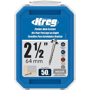 Kreg SML-C250-50 Zinc Pocket-Hole Screws, 2 1/2 Inch, 8 Coarse Thread, Maxi-Loc Head (50 Count) in Kuwait