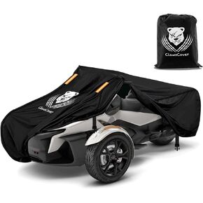 غطاء ClawsCover Can-Am Spyder مقاوم للماء في الهواء الطلق، بوليستر عالي التحمل مضاد للبهتان ومقاوم للتمزق، متوافق مع 2010-2024 Can-Am Spyder RT/RT Limited/RT SEA-to-Sky-111.5Lx61.2Wx57.6H بوصة