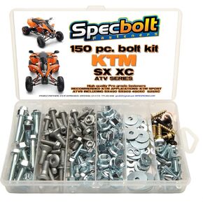 150pc Specbolt Brand Fastener Assortment fits: KTM SX XC ATV 450 505 525 Bolt Kit for Maintenance & Restoration OEM Spec Fasteners Quad