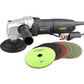 DAMO Variable Speed Stone Polisher 5" Concrete Polisher Grinder Wet Polishing Kit for Granite Concrete Countertop Floor