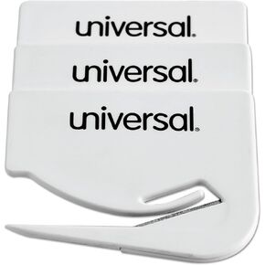 Universal 31803 Letter Slitter Hand Letter Opener w/Concealed Blade, 2 1/2-Inch, White, 3/Pack (UNV31803)