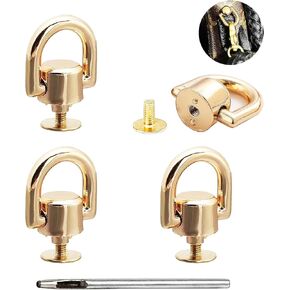 D Rings for Purse, Heavy Duty Leather Rivets Button and Stud Screw,4Pcs Crossbody Conversion Kit, 360 Degree Rotatable D rings for Purse, Bag Hardware, DIY Leathercraft-Gold