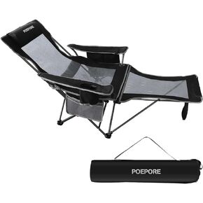 Reclining Camping Chair 4 Position with Foot Rest Comfortable for Adults 265Ibs Folding Lounger Mesh Beach Chair with Cooler Bag,Cotton Cushion and Cup Holder for Outdoor Patio