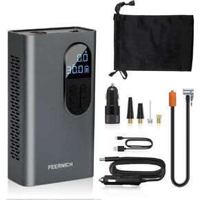 منفاخ إطارات من فيرنيش، ضاغط هواء محمول، ملحقات السيارة، مقياس ضغط الإطارات (150 رطل لكل بوصة مربعة، 2X أسرع) مع شاشة عرض، مضخة دراجة، مضخة هواء المطاطية، مناسب للسيارات والدراجة والكرة والدراجات النارية in Kuwait