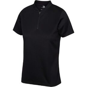 Womens Golf Polo with Zipper - Short Sleeve and Collarless Golf Shirts for Women - UV Protection, Dry Fit, and 4 Way Stretch