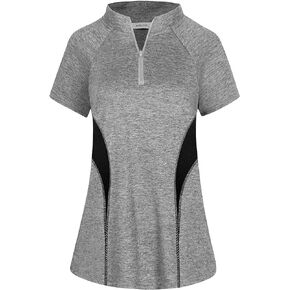 AxByCzD Womens Golf Polo Shirts Short Sleeve Quarter Zip Workout Tops