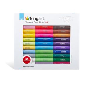 KINGART 575-36 TEMPERA PAINT Sticks, Set of 36 Rich Colors, Kid Friendly, Super Quick Drying, Non-Toxic, For Paper, Canvas, Wood, Glass and more