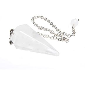 Wixine 1Pcs Crystal White Point Crystal Quartz Dowsing Pendulum Scrying Dowser