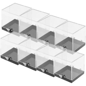 DECHOUS Perky Thumbnail Specimen Box: 8pcs Display Perky Hinged Box Cubes Square Transparent Plastic Box Mineral Specimen Case Holder Jewelry Storage Container for Home Office Countertop 6.8cm