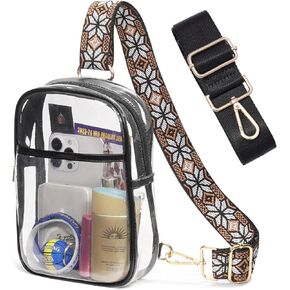 QOECI Clear Bag for Stadium Events Clear Sling Bag Backpack Clear Fanny Pack Stadium Approved Clear Crossbody Purses Transparent Chest Bag for Women Men with 2 Adjustable Removable Straps in Saudi Arabia