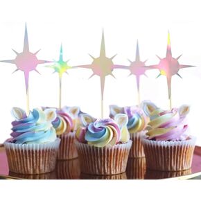 36 Pieces Star Cupcake Toppers，Glitter Twinkle Star Cupcake Picks，Color Star Cake Cupcake Decorations，for Wedding Baby Shower Birthday Party.
