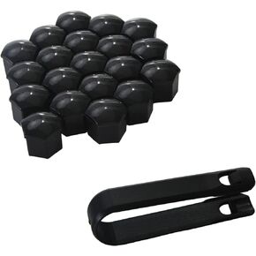 RUIAN 20Pcs Wheel Lug Nut Bolt Cover Caps 19mm Universal Wheel Hub Screw Cover with Removal Tools, Black