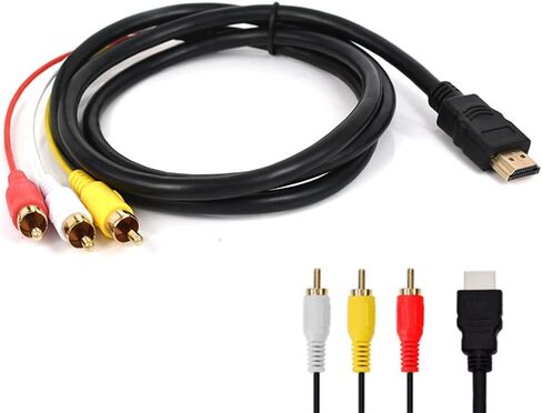 كابل Sooiiyu HDMI إلى RCA، 5 أقدام/1.5 متر، HDMI إلى 3RCA فيديو صوت AV كابل موصل محول كابل إرسال، للتلفزيون HDTV DVD in Kuwait