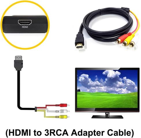 كابل Sooiiyu HDMI إلى RCA، 5 أقدام/1.5 متر، HDMI إلى 3RCA فيديو صوت AV كابل موصل محول كابل إرسال، للتلفزيون HDTV DVD in Kuwait