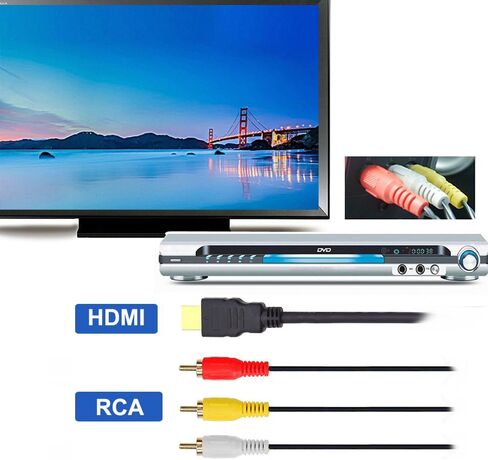 كابل Sooiiyu HDMI إلى RCA، 5 أقدام/1.5 متر، HDMI إلى 3RCA فيديو صوت AV كابل موصل محول كابل إرسال، للتلفزيون HDTV DVD in Kuwait