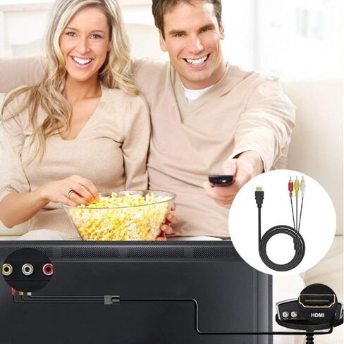 كابل Sooiiyu HDMI إلى RCA، 5 أقدام/1.5 متر، HDMI إلى 3RCA فيديو صوت AV كابل موصل محول كابل إرسال، للتلفزيون HDTV DVD in Kuwait