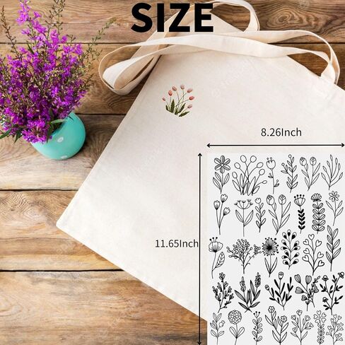 rejopfad Stick and Stitch Embroidery Paper Water Soluble Stabilizer for Embroidery, Self Adhesive Embroidery Stabilizers Water Soluble Paper with Animal Patterns for Embroidery (Flowers) in Saudi Arabia