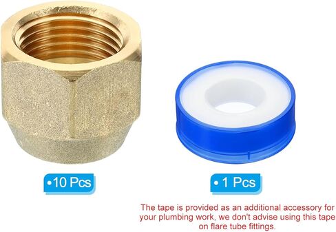 صامولة نحاسية مضيئة من PATIKIL 1/4 SAE، 10 عبوات 45 درجة من النحاس المتوهج تركيب الأنابيب النحاسية مع شريط لخط الغاز المائي لمكيف الهواء، غير لامع in Kuwait