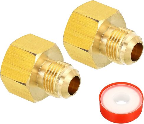 PATIKIL 3/8 SAE ذكر × 1/2 SAE أنثى نحاسية مضيئة أنبوب تركيب، 2 حزمة تركيب الأنابيب المخفض محول الغاز اقتران عرافة مع شريط PTFE للاتصال HVAC زيت الوقود الهواء خط الغاز الطبيعي in Kuwait