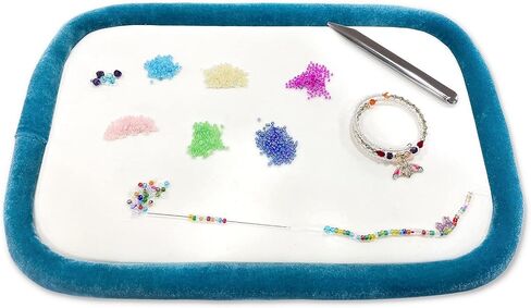 hobbyworker The Blue Beading Board,Velvet Like Work Surface Bead mat，Bead Tray for Jewelry Making，Jewellery Crafts Easy Fine Work in Kuwait