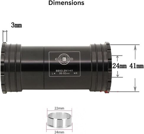 Juscycling BB86/BB92 Threaded-Together Bottom Bracket, Press-fit BB Bottom Bracket Compatible with 24mm Shimano or 22/24mm SRAM GXP Crank Spindle in Saudi Arabia