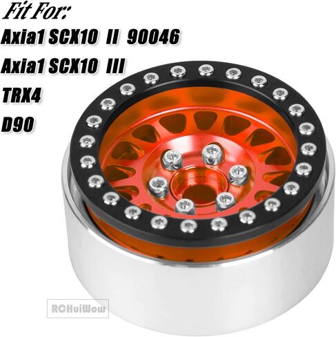RCHuiWow 1.9in Beadlock لـ 1/10 Axia1 SCX10 SCX10 II 90046 SCX10 III TRX-4 D90، سبائك الألومنيوم شديدة التحمل 1.9in rc Beadlock 1.9in Beadlock Rims، 4 قطع، برتقالي in Kuwait