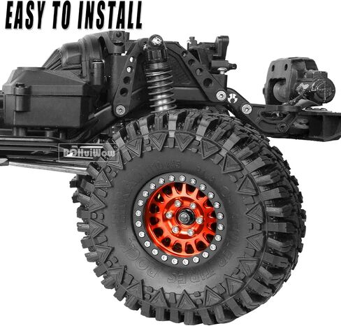 RCHuiWow 1.9in Beadlock لـ 1/10 Axia1 SCX10 SCX10 II 90046 SCX10 III TRX-4 D90، سبائك الألومنيوم شديدة التحمل 1.9in rc Beadlock 1.9in Beadlock Rims، 4 قطع، برتقالي in Kuwait