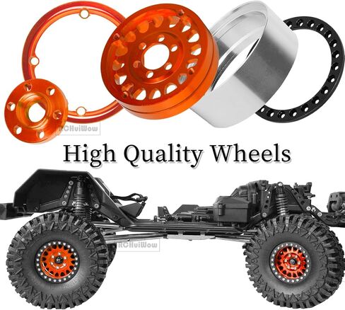 RCHuiWow 1.9in Beadlock لـ 1/10 Axia1 SCX10 SCX10 II 90046 SCX10 III TRX-4 D90، سبائك الألومنيوم شديدة التحمل 1.9in rc Beadlock 1.9in Beadlock Rims، 4 قطع، برتقالي in Kuwait
