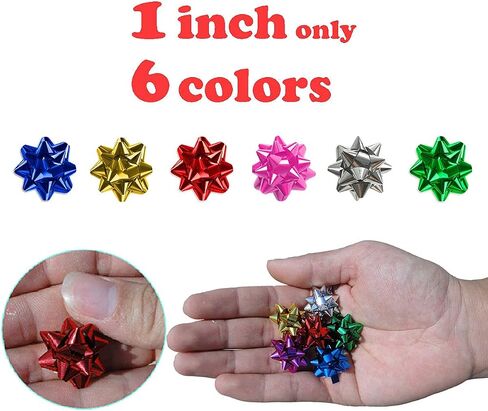YAOFAR 150pcs 1 Inch Mini Gift Bow 6 Color 1" Wrap Bow Self Adhesive for Small Presents Wrapping Christmas Birthday Holiday Party Decor (1in) in Saudi Arabia