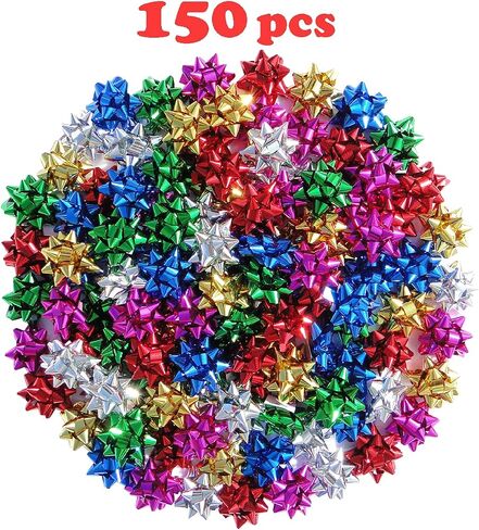 YAOFAR 150pcs 1 Inch Mini Gift Bow 6 Color 1" Wrap Bow Self Adhesive for Small Presents Wrapping Christmas Birthday Holiday Party Decor (1in) in Saudi Arabia