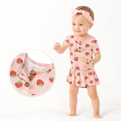 LITTLE JAMJAMS بدلة قطعة واحدة بتنورة دوارة مع ياقة بأزرار - ملابس للفتيات الرضع من 0 إلى 24 شهرًا in Kuwait